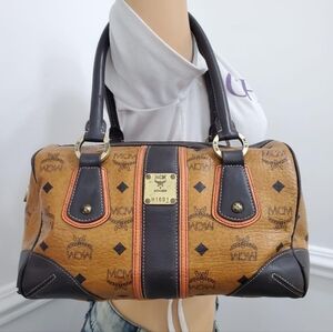 MCM Tan and Black Satchel